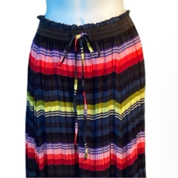 Free People High-Low Maxi Skirt MultiColor Accordion Elastic Waist - Picture 5 of 8